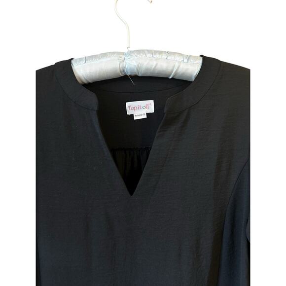 Top It Off Women’s Black Ruffled V-Neck Tiered Midi Dress Party Flirty Size M - Picture 5 of 12